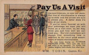 J76/ Guston Kentucky Postcard c1910 Wm. Tobin Store Advertisement 192