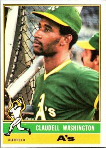 1976 Topps Baseball Card Claudell Washington Oakland Athletics sk13385