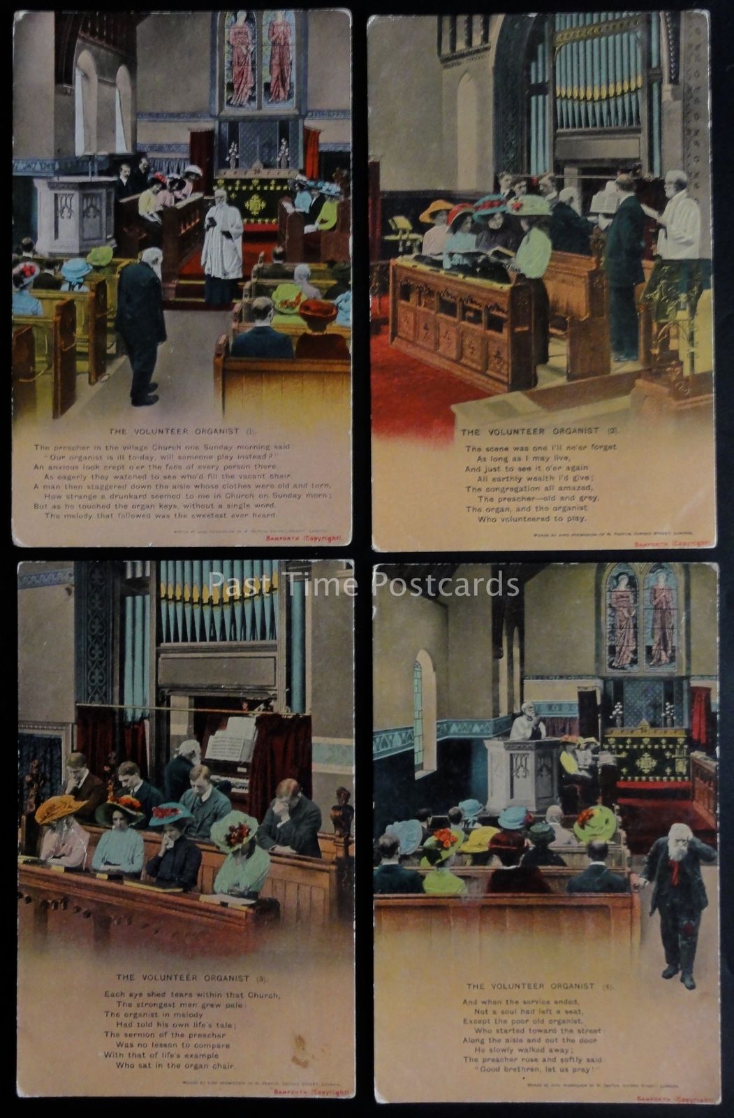 The Volunteer Organist Bamforth Song Cards C1910 Set Of 4 No