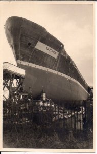 RPPC Ship Ramona, Dry Dock 1958 Kiel Germany, Freighter Being Built