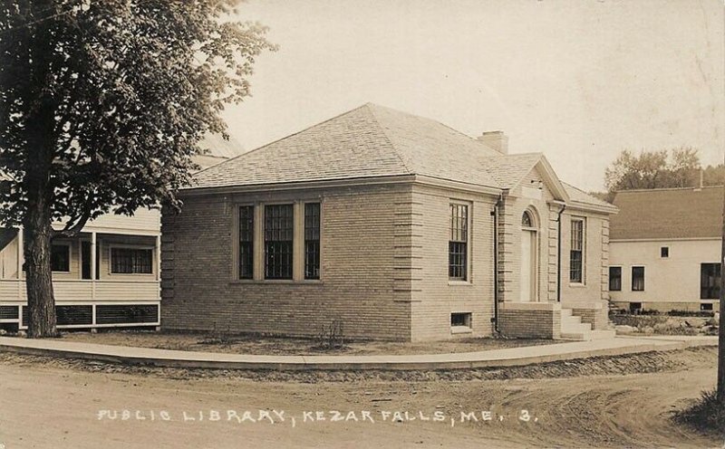 Kezar Falls ME Public Library Real Photo Postcard