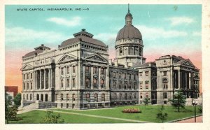 Indianapolis Indiana, State Capitol Building Structure Vintage Postcard c1920