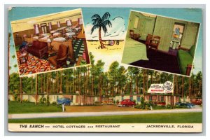 Vintage 1940's Postcard Ranch Hotel Cottages & Restaurant Jacksonville Florida