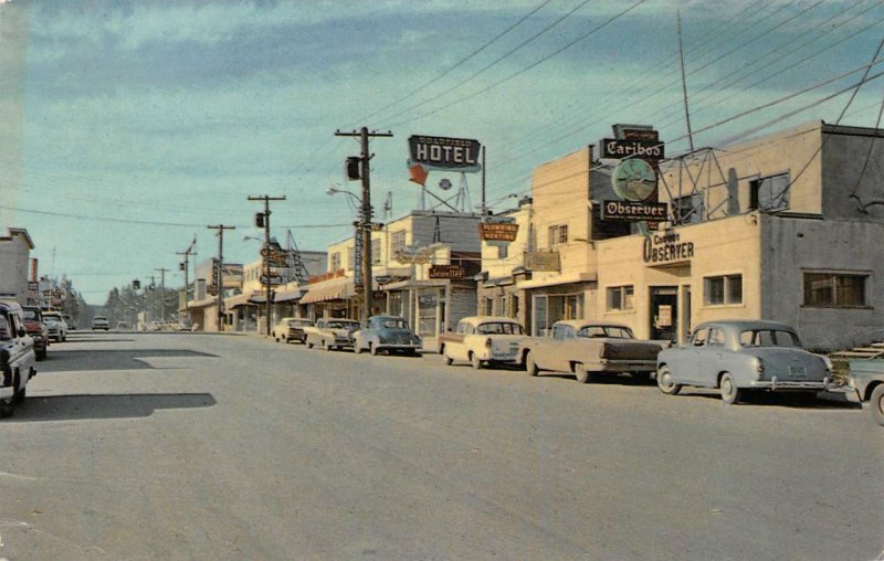 QUESNEL, BC Main Street Scene Canada Vintage Postcard 1964