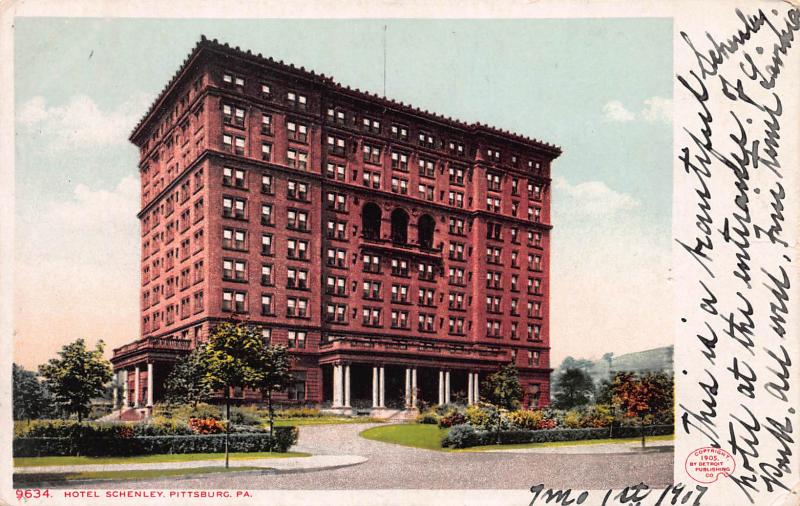 Hotel Schenley, Pittsburgh, Pennsylvania, Early Postcard, Used in 1907