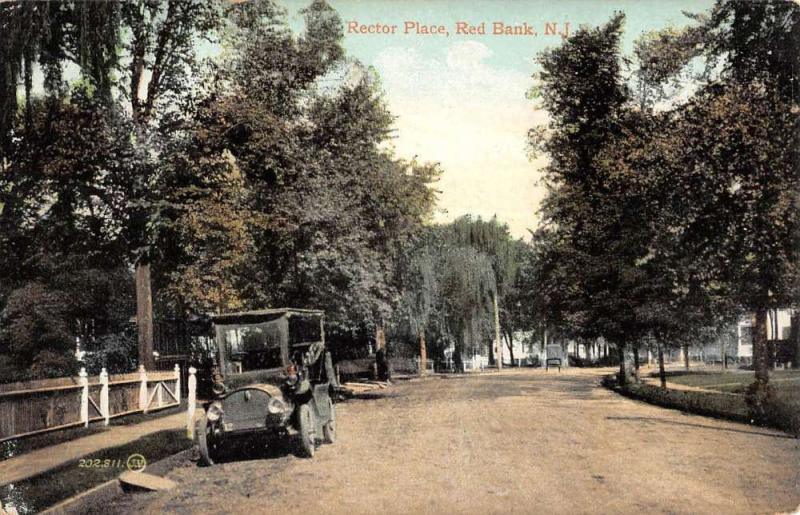 Red Bank New Jersey Rector Place Street View Antique Postcard K90137