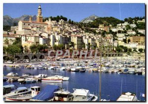 Postcard Moderne Menton A port area and the old town