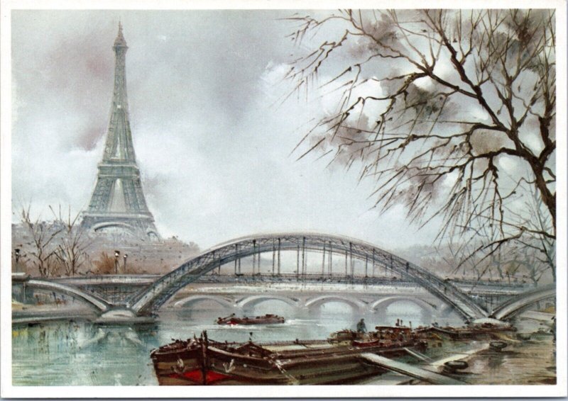 Postcard France Paris The Eiffel Tower and the Seine -- Maurice Legendre