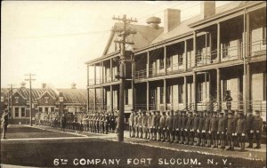 WWI Fort Slocum NY 6th Company Soldiers Soldier Msg 1916 Cancel RPPC PC