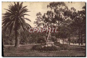 Old Postcard Hyeres Les Palmiers Garden Denis Statue of Duke & # 39Anjou