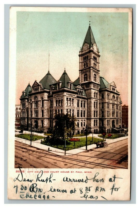 Vintage Early 1900's Postcard City Hall & Courthouse St. Paul Minnesota POSTED