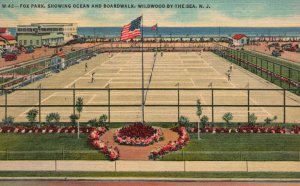 Vintage Postcard 1955 Fox Park Ocean & Boardwalk Wildwood By The Sea New Jersey