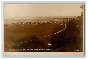 Haifa And The Bay Of Acre From Mount Carmel Israel Palestine RPPC Photo Postcard 