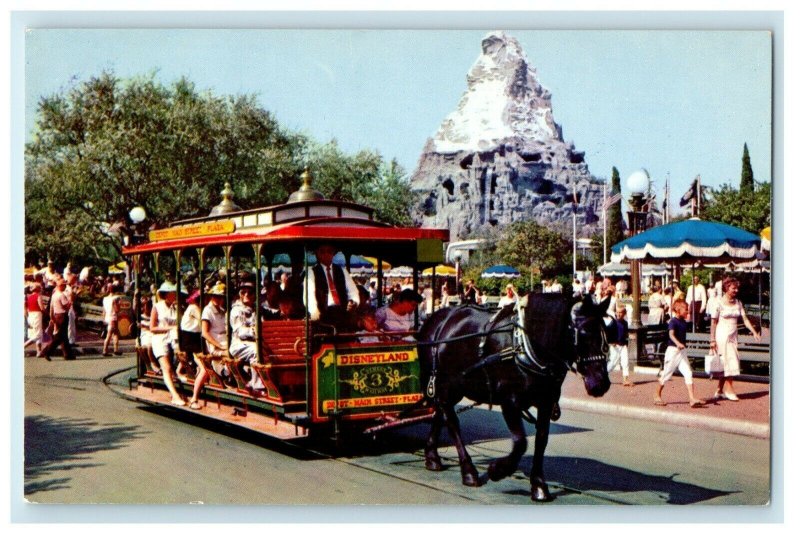 Disneyland Horse Drawn Streetcar At Main Street Anaheim California CA Postcard 