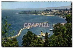 Old Postcard Thonon les Bains Harbor Pointe and Chateau de Ripaille