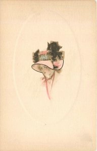 Postcard C-1910 Pretty woman hat face hand colored TP24-312