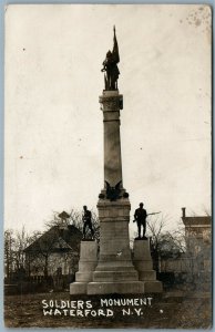 WATERFORD NY SOLDIER'S MONUMENT ANTIQUE REAL PHOTO POSTCARD RPPC