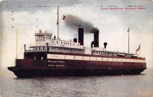 Chief Wawatam US Mail Railway Ferry Boat 1916 Postcard Sault Ste Marie Michigan