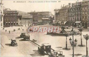 Postcard Old Bordeaux Place de la Comedie and the Grand Theater Automotive
