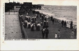 Boardwalk Holland Station Rockaway Long Island New York Vintage Postcard C207