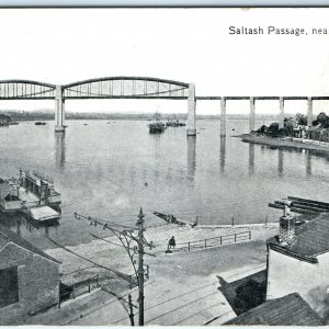 c1910s Plymouth UK Saltash Passage Steam Pontoon Ship Litho Photo Postcard A19