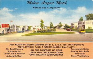 Moline Illinois Airport Motel Street View Antique Postcard K78411