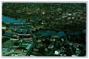 Zanesville Ohio OH Postcard Birds Eye View Y Bridge City Buildings c1960 Antique