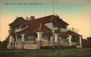 Muscatine Iowa IA Club House Weeds Park Vintage Postcard