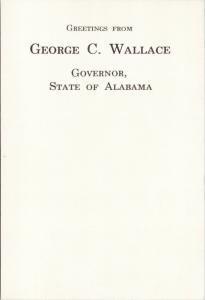 George C. Wallace Governor Alabama AB Unused Vintage Promo Card Postcard D57