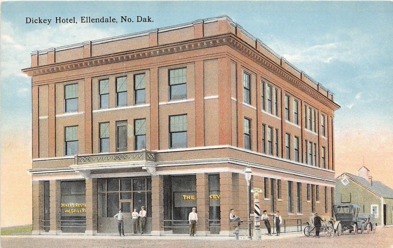 F94/ Ellendale North Dakota Postcard c1910 Dickey Hotel