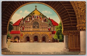 Vtg Palo Alto California CA Memorial Church Stanford University 1940s Postcard