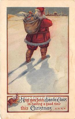 Santa Claus Christmas 1920 stains on card