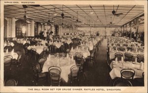 Singapore Raffles Hotel Ball Room Cruise Dinner Vintage Postcard