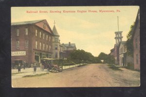 MYERSTOWN PENNSYLVANIA PA. DOWNTOWN RAILROAD STREET SCENE VINTAGE POSTCARD