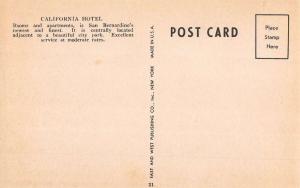 San Bernardino California Hotel Birdseye View Antique Postcard K54365 