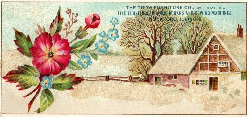 Victorian Trade Card The Trow Furniture Co. Company Rookford IL Illinois VTG