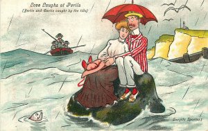 Postcard C-1910 Seaside spooner Love Laughs Persils comic humor 23-10784