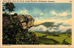 Sunset Rock Lookout Mountain Chattanooga Tennessee Clouds Scenic Linen Postcard 