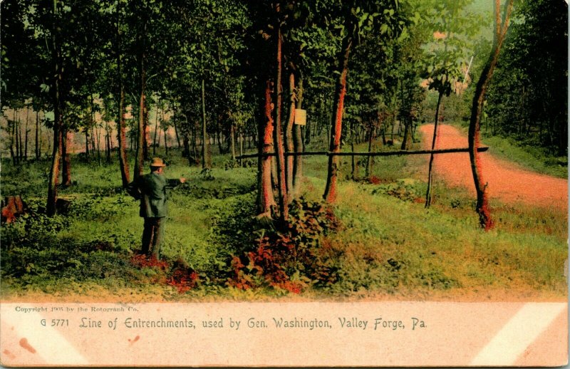 Vtg Postcard 1906 UDB Line of Entrenchments Used By Gen Washington Valley Forge