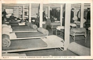 Camp Lee Virginia WWII 1940s Postcard  Barracks Room Bed VA