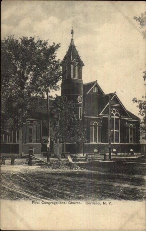 Cortland NY First Cong Church c1905 Postcard