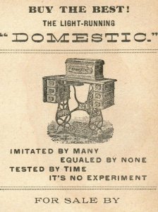 1870's Domestic Sewing Machine Engraved Victorian Trade Card P37