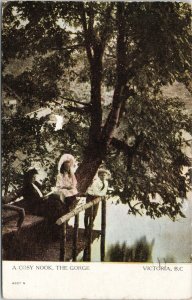 Victoria BC A Cosy Nook The Gorge Woman Children c1909 Postcard F66