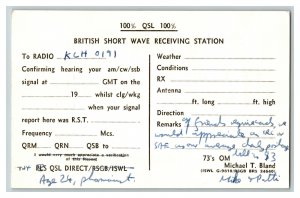 Postcard QSL Radio Card From Basingstoke Hampshire England G-9810 