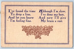 Bad Poem Postcard I've Found The Time To Drop A Line Clear Lake Wisconsin 1911