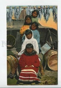 443292 USA North Eskimo family salt fish Vintage postcard
