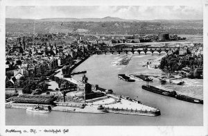 A626 Germany Koblenz General View Bridge Boats vintage postcard