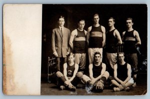 1912 Basketball Team Champions Ada Ohio OH Studio RPPC Photo Antique Postcard