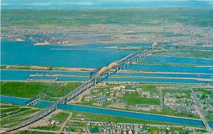 Air View American Soo Locks Sault Ste. Marie Michigan MI 1963 Chrome