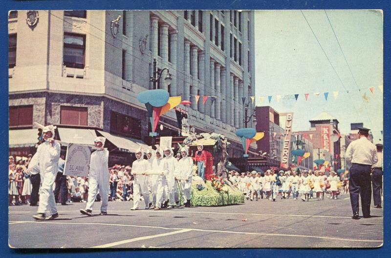 Memphis Tennessee Cotton Carnival Bunny suits Parade Main street band postcard